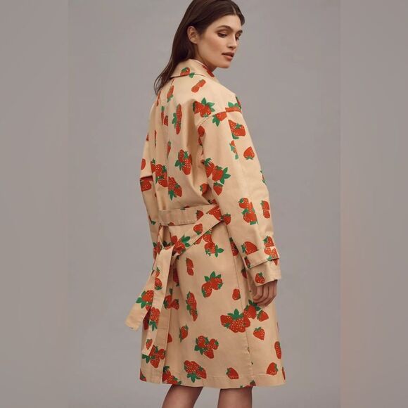 Anthropologie MAEVE STRAWBERRY PRINTED CAR COAT Style No.4133942870007 XS Petite - Picture 4 of 4